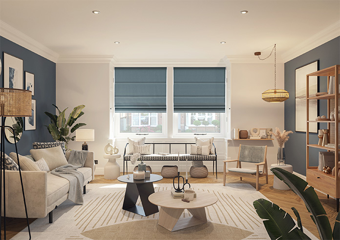 Akoya Faux Silk, Lustre Ink Blue - Twist&Fit Roman Blind - Image 8